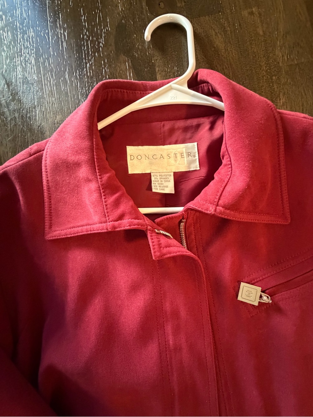 Doncaster Raspberry Red Zip-Front Utility Jacket - Picture 5 of 12